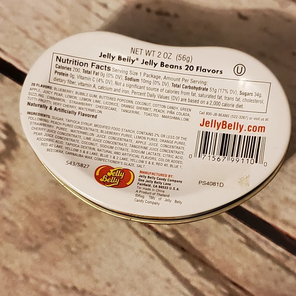 Jelly Belly jellybean tin green and white Small